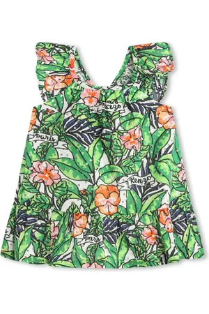 Kenzo Draperet kjole med blomstret motiv og svaj