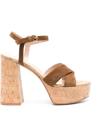 Gianvito Rossi 128mm plateau-sandaler i ruskind