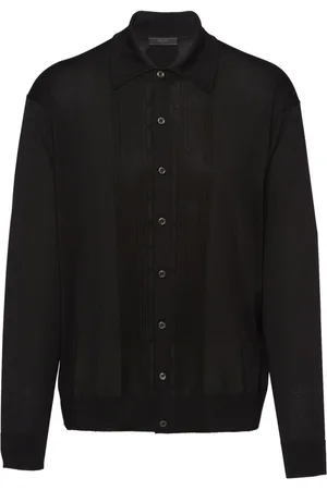 Prada Cardigan i silke med spread-krave