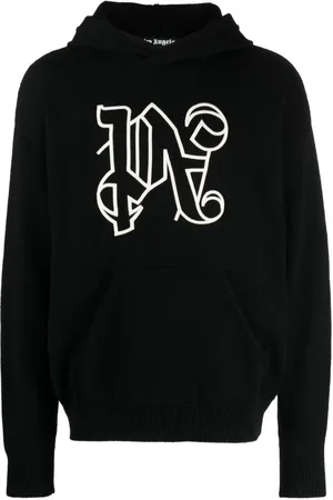 Palm Angels Strikket hættetrøje med monogram-broderi