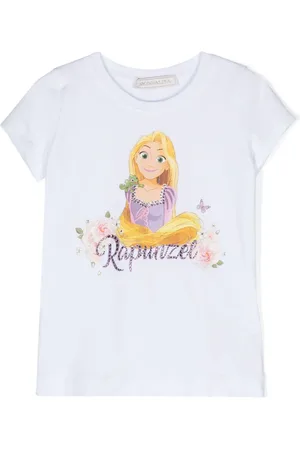 MONNALISA T-shirt med tegneserie-tryk og krystaludsmykning