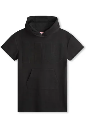 HUGO BOSS Kort kjole med logo-applikation og hætte