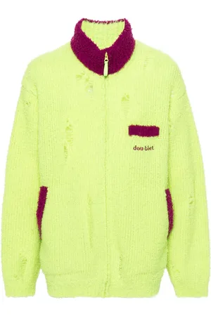 DOUBLET Cardigan i fleece med slitageeffekt