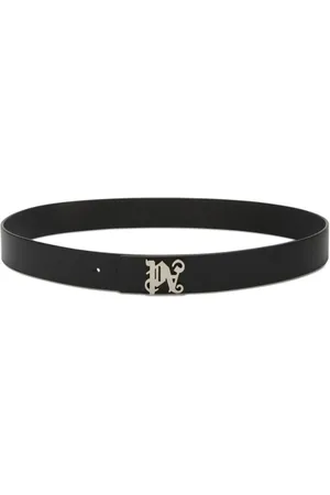 Palm Angels Læderbælte med monogram-plade