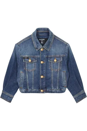 Balmain Cropped faconsyet jakke med prægede knapper