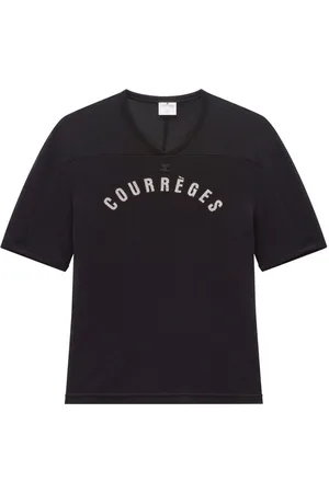 Courrèges T-shirt i mesh med logotryk