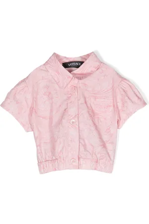VERSACE Bluse med baroktryk og knapper