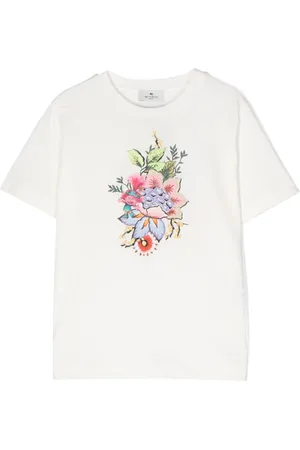 Etro T-shirt med blomsterbroderi