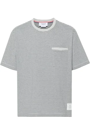Thom Browne Stribet T-shirt med logomærke