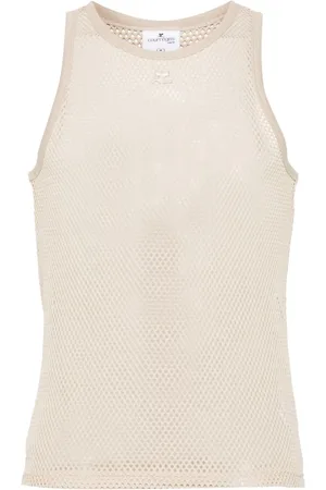 Courrèges Tanktop i mesh med logomærke
