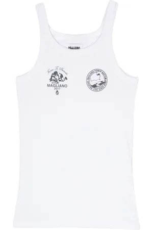 MAGLIANO Ribbet top med logotryk