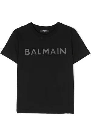 Balmain T-shirt med krystaludsmykket logo
