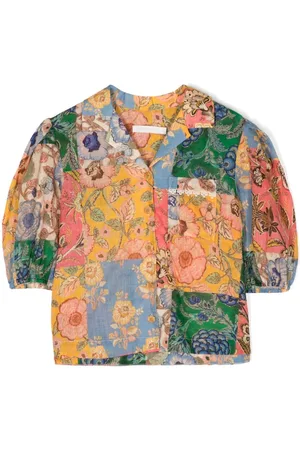 ZIMMERMANN Junie bomuldsskjorte med patchwork-tryk