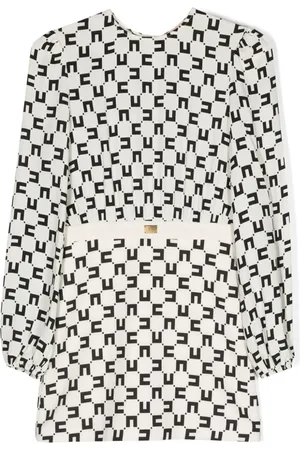 Elisabetta Franchi Skjortekjole i crepe med monogramtryk