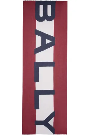 Bally Intarsia-tørklæde med frynser og logo