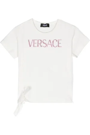 VERSACE T-shirt med logoudsmykning og rhinsten