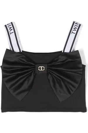 Twin-Set Cropped top med logostropper og satin-sløjfe