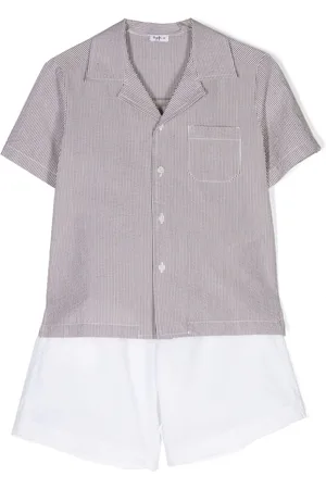 Il gufo Sæt med skjorte og shorts i seersucker med striber