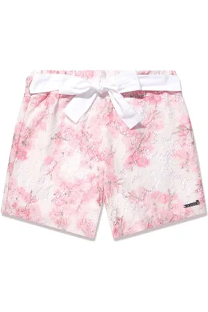 Guess Shorts med blomstrede blonder og bælte