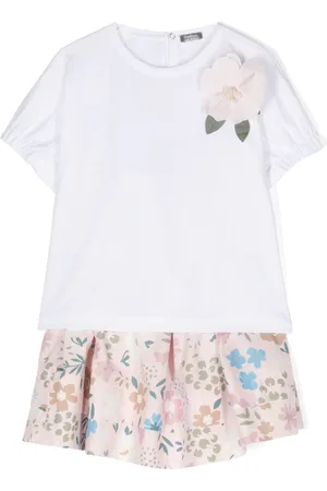 Il gufo Blomstret sæt med top og nederdel
