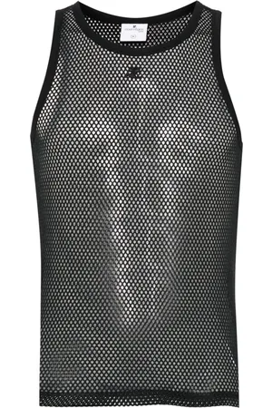 Courrèges Tanktop i mesh med logomærke