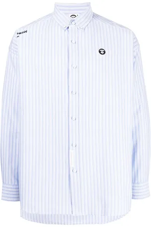 A Bathing Ape Stribet skjorte med broderet logo