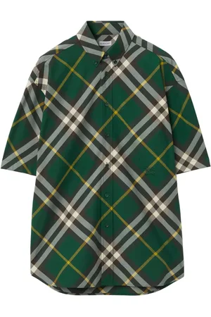 Burberry Skotskternet skjorte med broderet logo