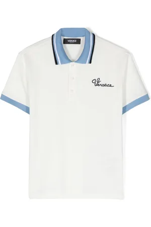 VERSACE Polo i piqué med broderet logo
