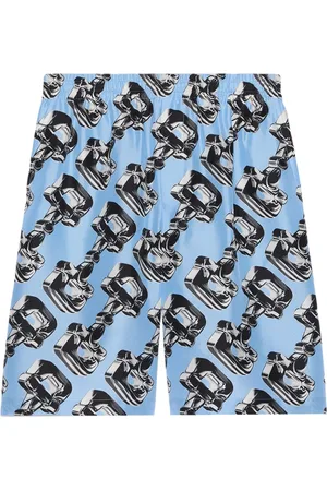 Gucci Silkeshorts med 3D glas- og Horsebit-tryk