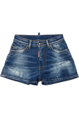 Dsquared2 Denimshorts med slitageeffekt og logomærke