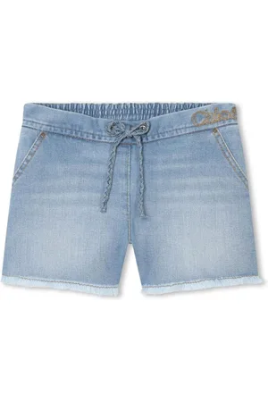 Chloé Blegede joggingbukser i denim med broderet logo