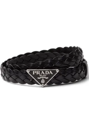 Prada Læderbælte med trekantet logo