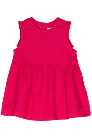 Petit Bateau Kjole i hør med frynser og svaj