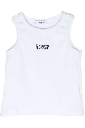 Msgm Finribbet tanktop med broderet logo