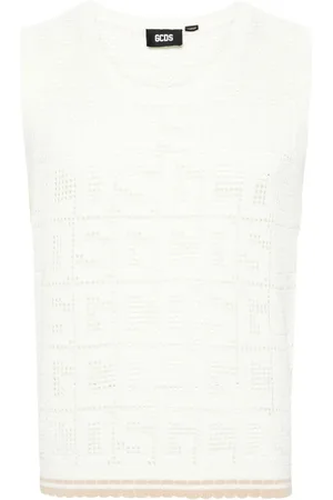 GCDS ærmeløs trøje i macramé med monogram