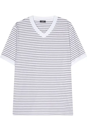 PESERICO SIGN Stribet T-shirt med V-hals