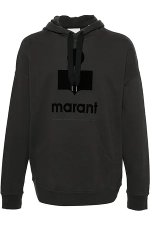 Isabel Marant Miley hættetrøje med logo og flock-tekstur