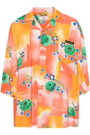 MARTINE ROSE T-shirt med blomstertryk og logomærke