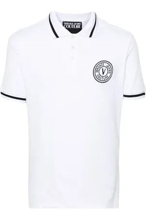 VERSACE Polo i piqué med V-emblem