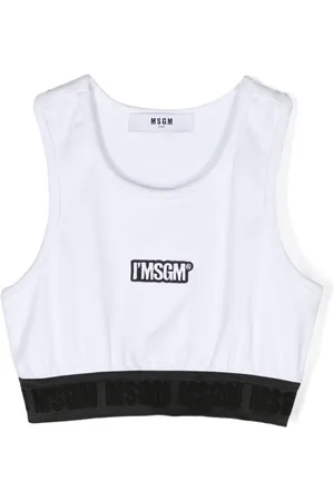 Msgm Finstrikket cropped top med logomærke