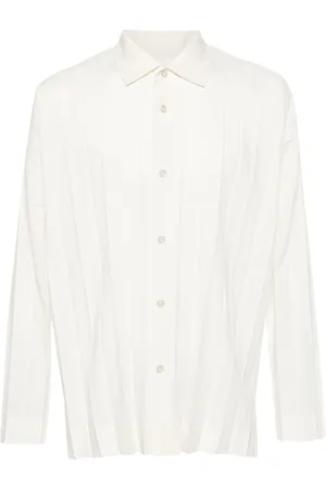 Issey Miyake Plisseret Edge skjorte med klassisk krave