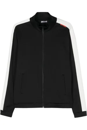 Roberto Cavalli Sweatshirt med logo i jacquard og lynlås
