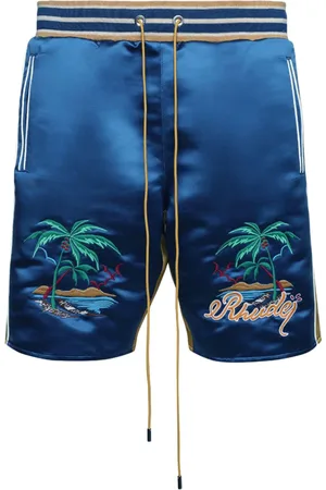 Rhude Palm Eagles-shorts i satin