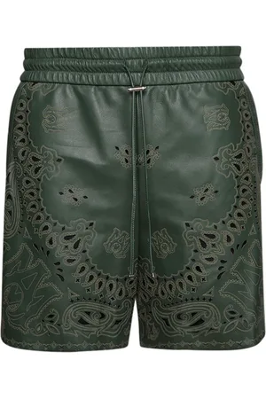 AMIRI Laserindridsede lædershorts med bandana