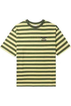 Drôle de Monsieur T-shirt med slogantryk og striber