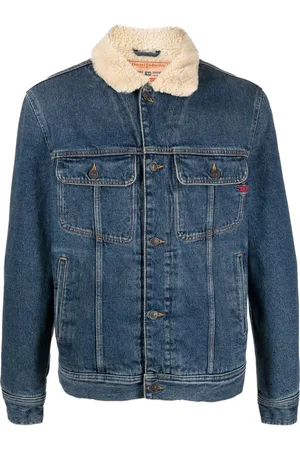Diesel Denimjakke med imiteret lammeskindskrave
