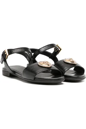 VERSACE Lædersandaler med logoplade