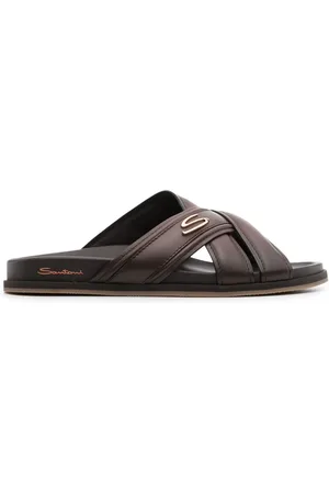santoni Lædersandaler med krydsende remme