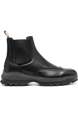 santoni Chelsea-støvler i læder med brogue-detaljer