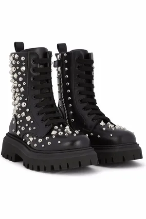 Dolce & Gabbana Combat-støvler med nitter og læder